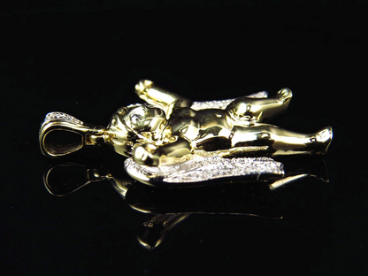 1" 10K Yellow Gold Lab Grown Diamond Dancing Angel Charm pendant