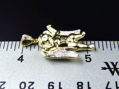 1" 10K Yellow Gold Lab Grown Diamond Dancing Angel Charm pendant