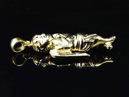 1.25" 10K Yellow Gold Lab Grown Diamond praying Angel Pendant