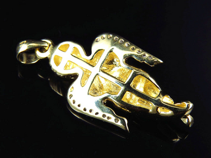 1.25" 10K Yellow Gold Lab Grown Diamond praying Angel Pendant