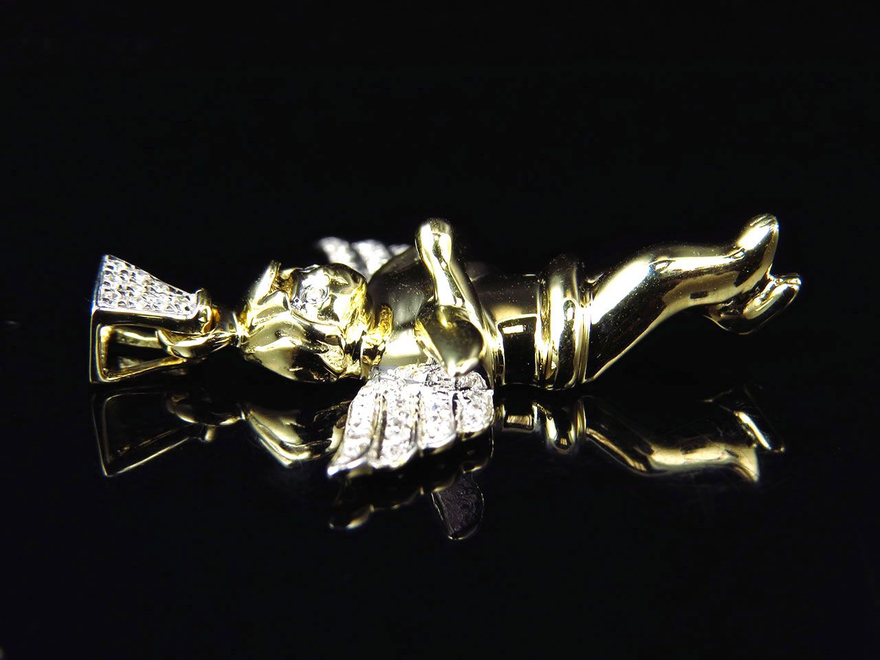 1.25" 10K Yellow Gold Lab Grown Diamond Wingspan Angel Pendant
