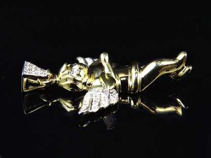 1.25" 10K Yellow Gold Lab Grown Diamond Wingspan Angel Pendant