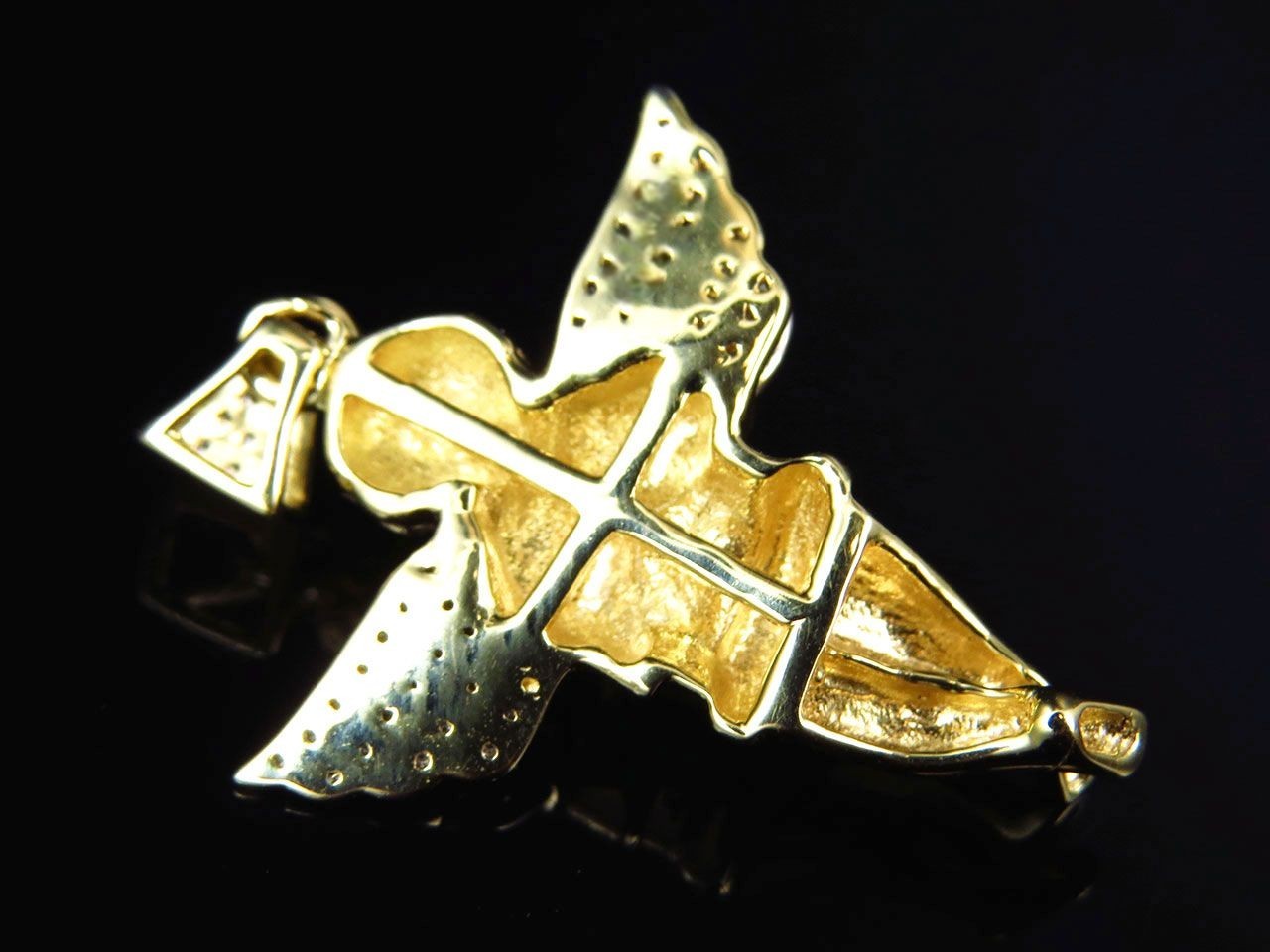 1.25" 10K Yellow Gold Lab Grown Diamond Wingspan Angel Pendant