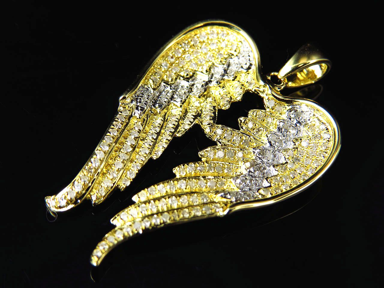 1.50" Yellow Gold Lab Grown Diamond Angel Wing Pendant