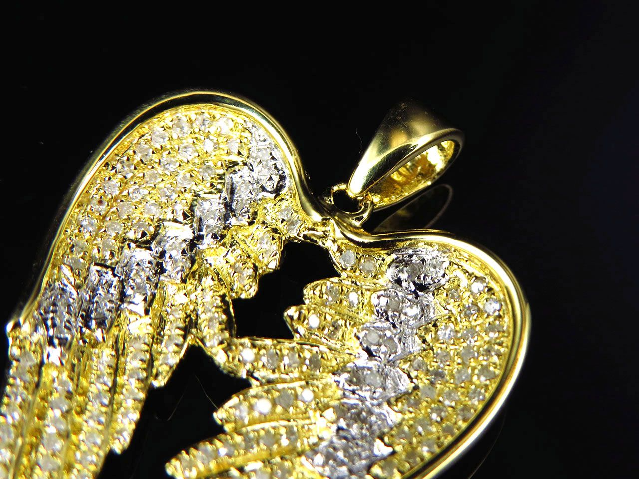 1.50" Yellow Gold Lab Grown Diamond Angel Wing Pendant