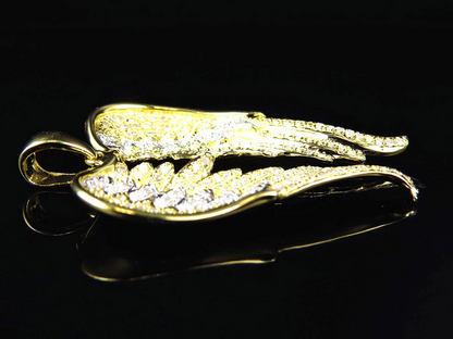 1.50" Yellow Gold Lab Grown Diamond Angel Wing Pendant