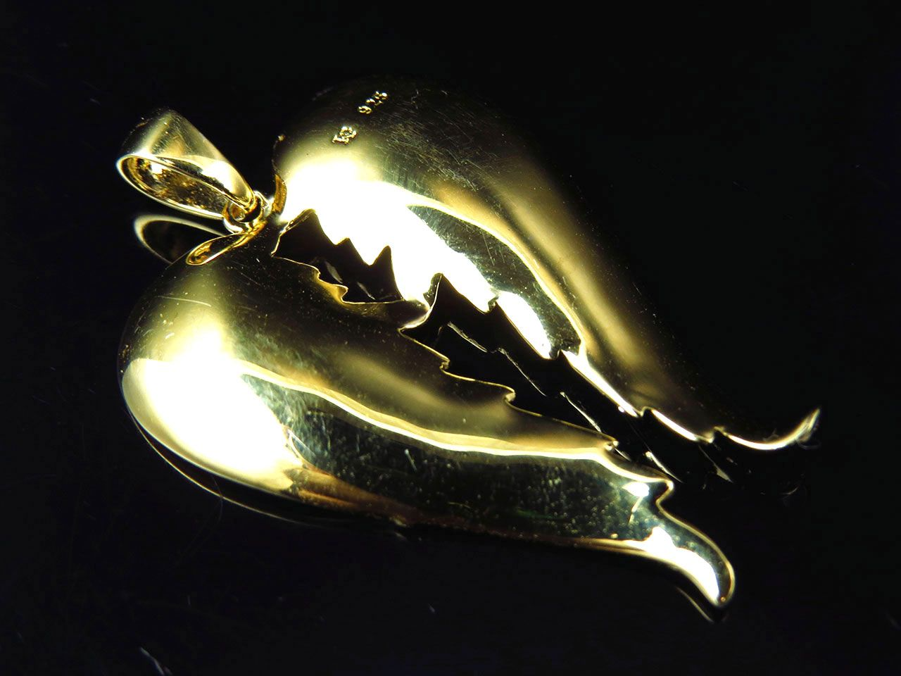 1.50" Yellow Gold Lab Grown Diamond Angel Wing Pendant