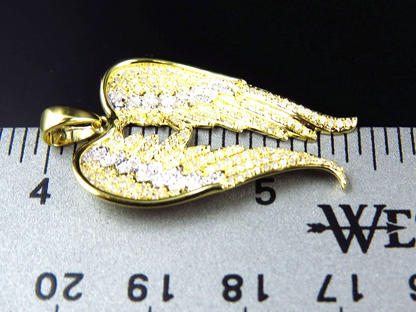 1.50" Yellow Gold Lab Grown Diamond Angel Wing Pendant