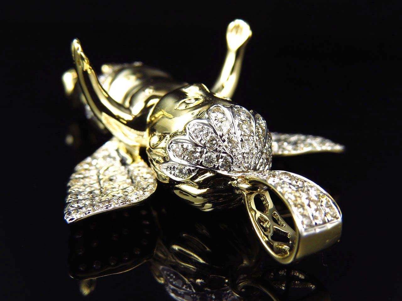 10K Yellow Gold lab Grown Diamond Butterfly Wing Angel Pendant