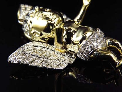 10K Yellow Gold lab Grown Diamond Butterfly Wing Angel Pendant