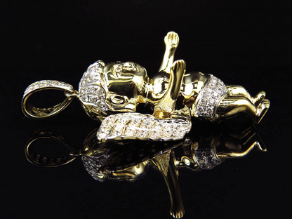 10K Yellow Gold lab Grown Diamond Butterfly Wing Angel Pendant