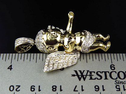 10K Yellow Gold lab Grown Diamond Butterfly Wing Angel Pendant