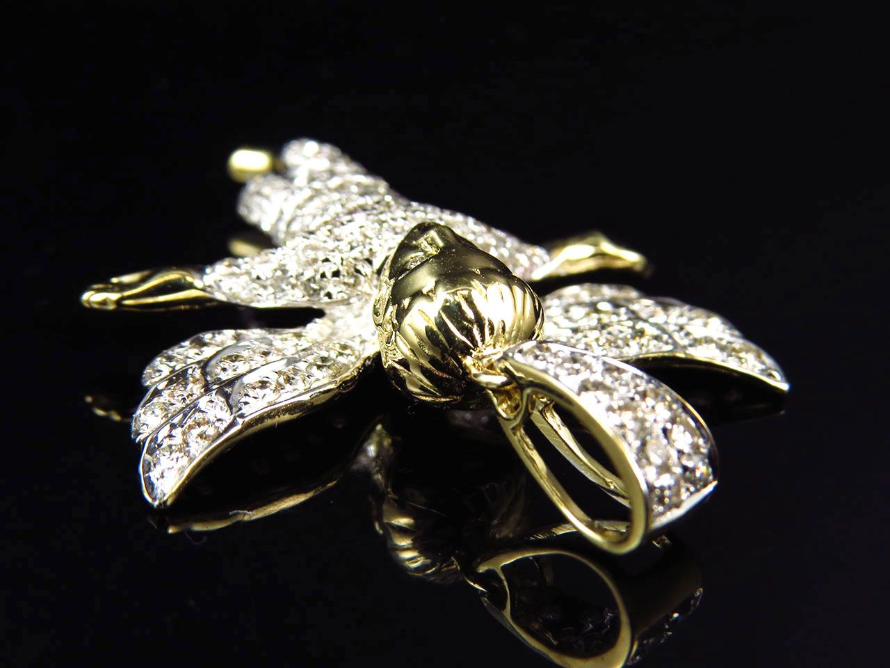 1.5" Fully Iced Out 10K Yellow Gold Lab Grown Diamond Angel Pendant