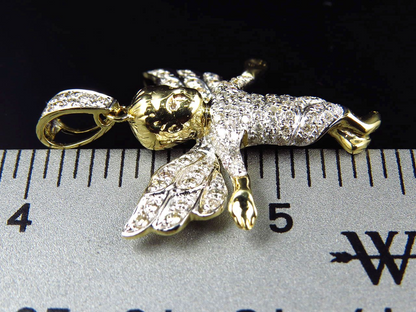 1.5" Fully Iced Out 10K Yellow Gold Lab Grown Diamond Angel Pendant