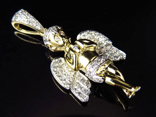 1.5" 10K Yellow Gold Lab Grown Diamond Ascending Angel Pendant