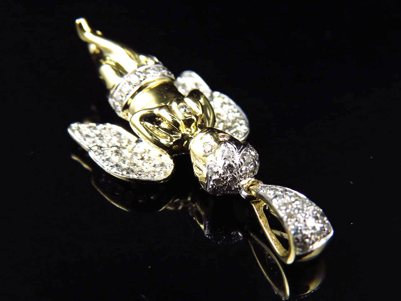 1.5" 10K Yellow Gold Lab Grown Diamond Ascending Angel Pendant