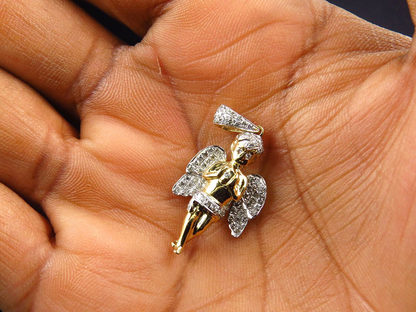 1.5" 10K Yellow Gold Lab Grown Diamond Ascending Angel Pendant