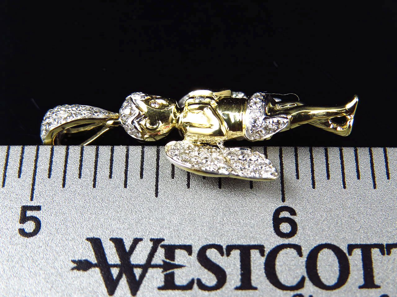 1.5" 10K Yellow Gold Lab Grown Diamond Ascending Angel Pendant