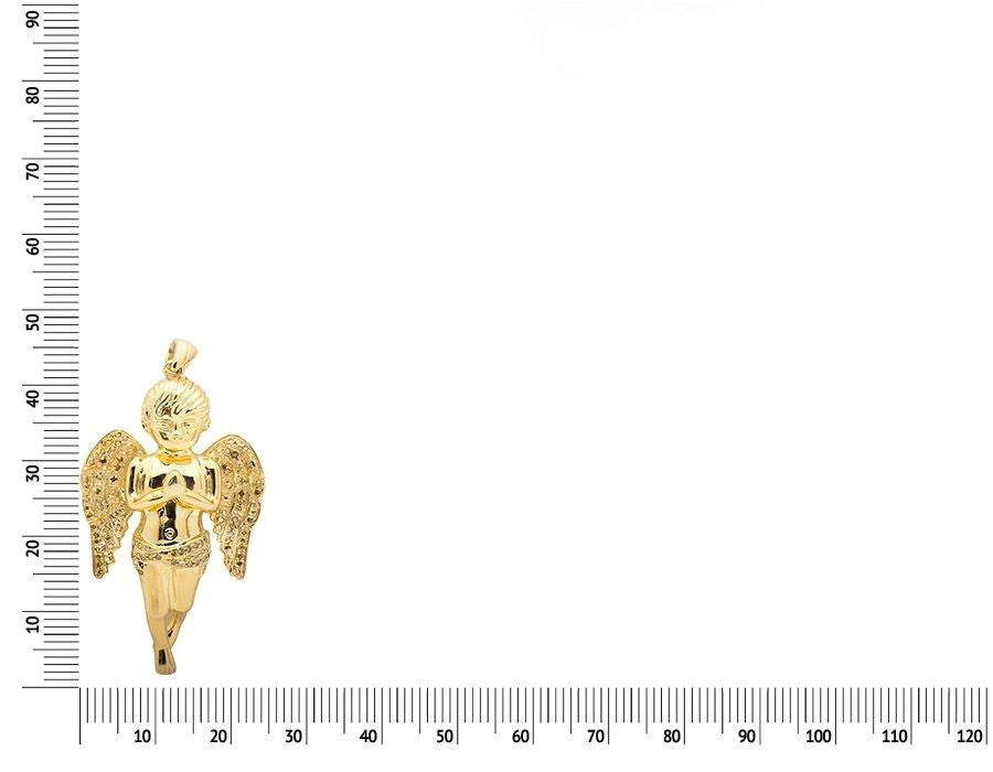 14K Yellow Gold Lab Grown Diamond Praying Pendant