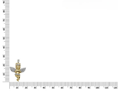 1.2" Yellow Gold Lab Grown Diamond Consoling Crown Angel Pendant