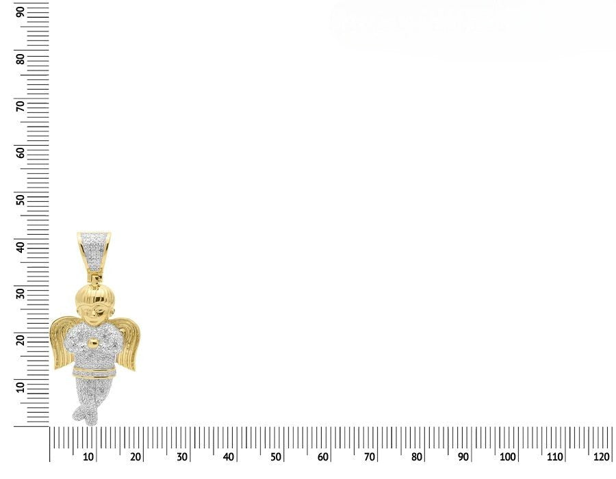 1.6" 10k Yellow Gold Lab Grown Diamond Praying Angel Pendant