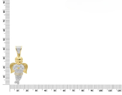 1.6" 10k Yellow Gold Lab Grown Diamond Praying Angel Pendant