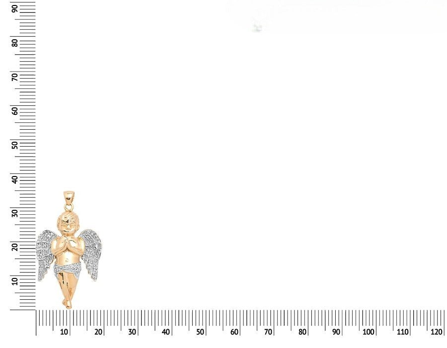 1.4" Yellow gold Lab Grown Diamond Praying Handa Angel Pendant