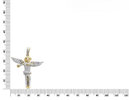 1.9" 10K Yellow Gold Lab Grown Diamond Angel Pendant