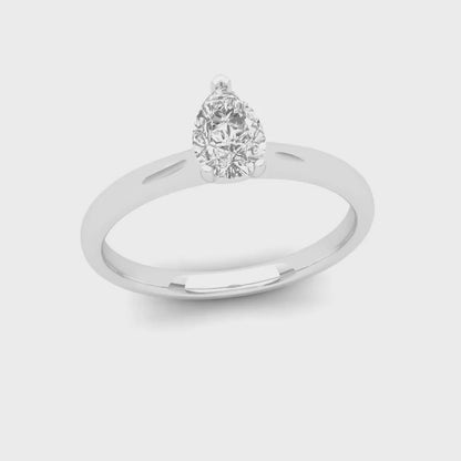 0.50 CTW Pear Cut Lab Grown Solitaire Diamond Ring