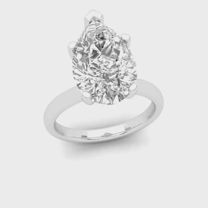 4 CTW Pear Cut Lab Grown Diamond Women Solitaire Ring