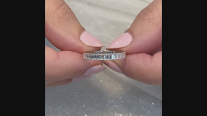14k White Gold Princess Cut Lab Grown Diamond Channel Set Band