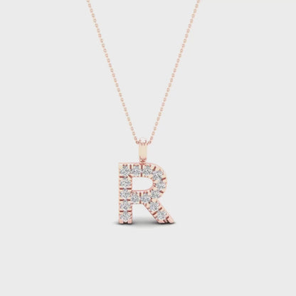 0.05 CTW Lab Grown Diamond R Letter Pendant