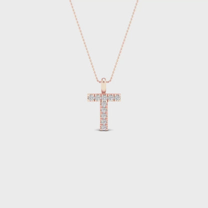 0.05CTW Lab Grown Diamond T Letter Pendant