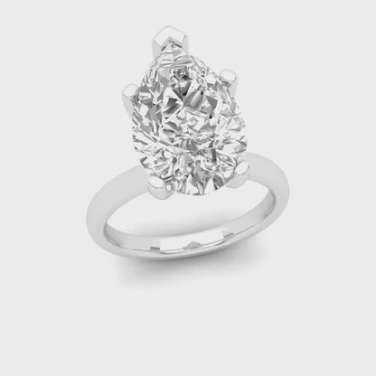 5 CTW Classic Pear Cut Solitaire Lab Grown Diamond Ring