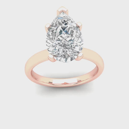 1 CTW Pear Cut Lab Grown Diamond Solitaire Rings