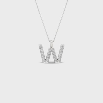 0.090CTW Lab Grown Diamond W Letter Pendant