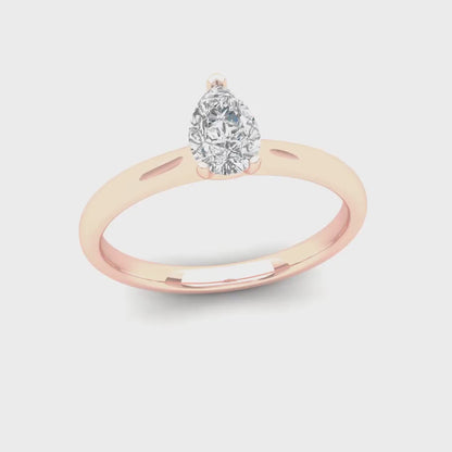 0.50 CTW Pear Cut Lab Grown Solitaire Diamond Ring
