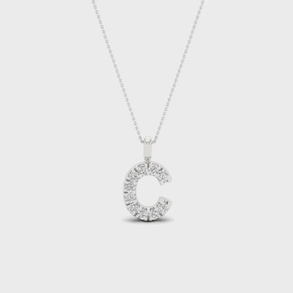 0.05 CTW Lab Grown Diamond C Initial Letter Pendant