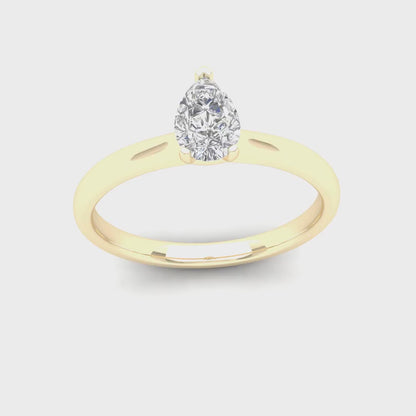 0.50 CTW Pear Cut Lab Grown Solitaire Diamond Ring