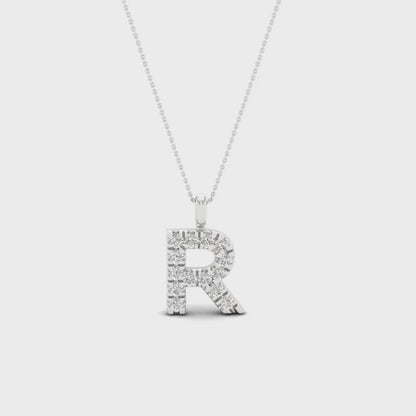 0.05 CTW Lab Grown Diamond R Letter Pendant