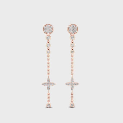 0.48 CTW Lab Grown Diamond Modern Pavé Cross Drop Earrings