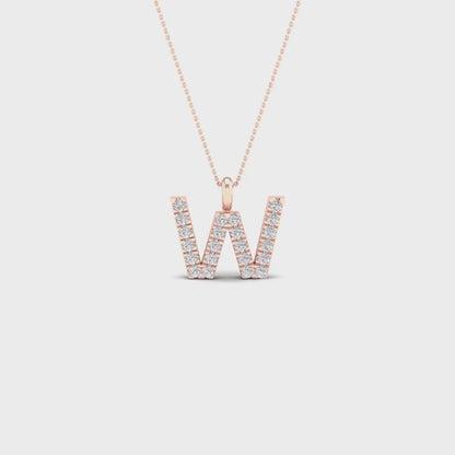 0.090CTW Lab Grown Diamond W Letter Pendant