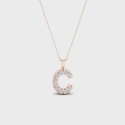 0.05 CTW Lab Grown Diamond C Initial Letter Pendant