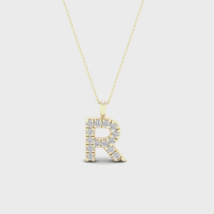 0.05 CTW Lab Grown Diamond R Letter Pendant