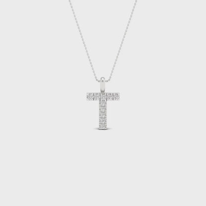 0.05CTW Lab Grown Diamond T Letter Pendant