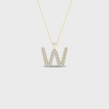 0.090CTW Lab Grown Diamond W Letter Pendant