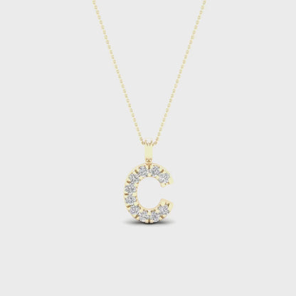 0.05 CTW Lab Grown Diamond C Initial Letter Pendant