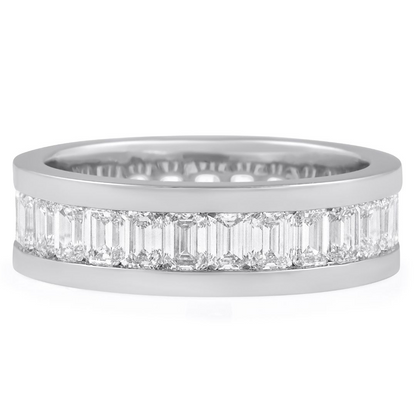 10k Rose Gold Lab Grown Diamond Emerald Wedding Band