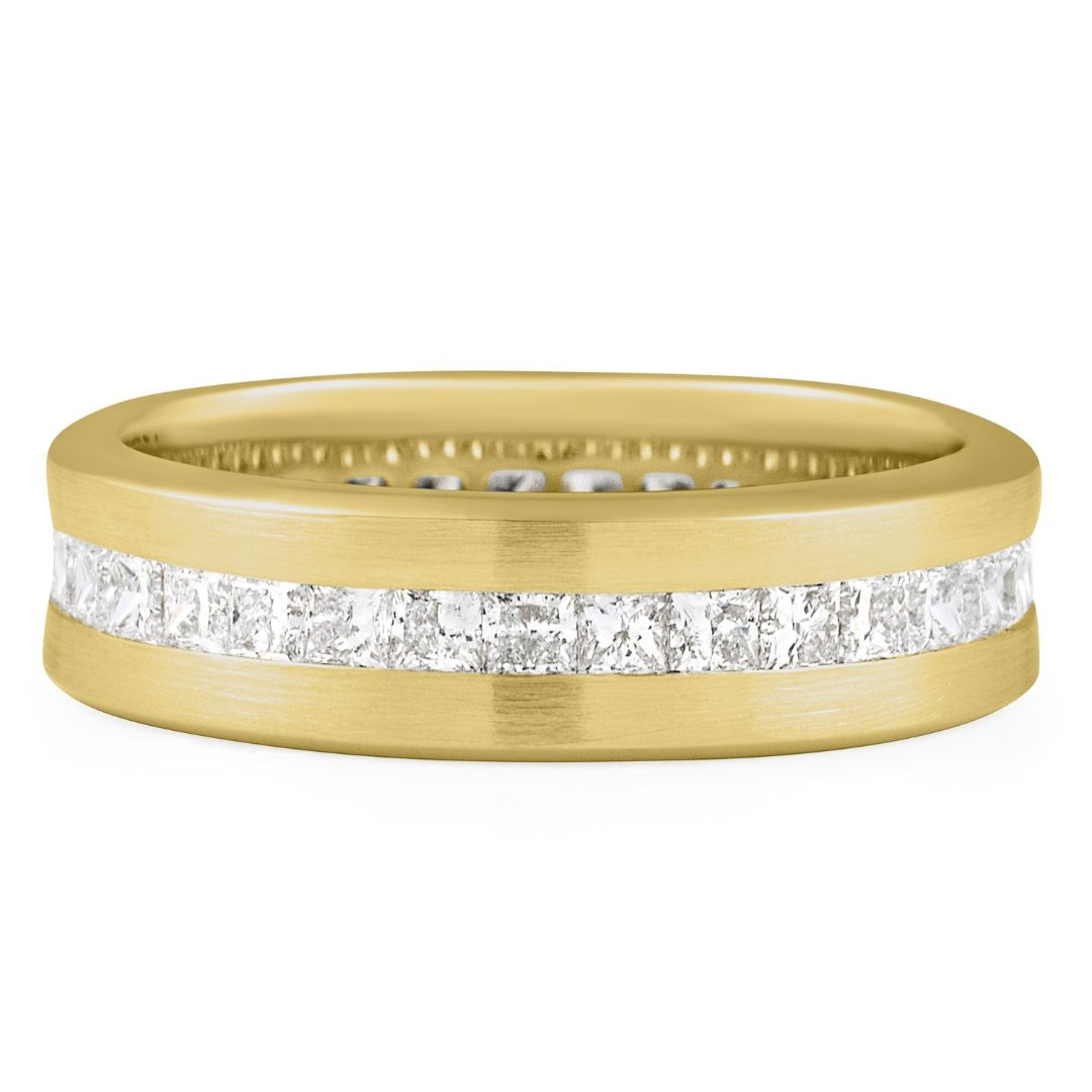 14k White Gold Princess Cut Lab Grown Diamond Channel Set Band