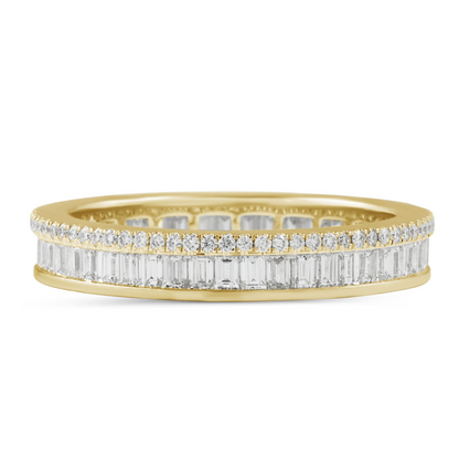 18k White Gold Engraved Bright Cut Lab Grown Diamond Eternity Band